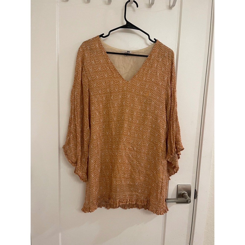 Amuse‎ Society Boho Fringe Orange Mini Dress Chic Summer Euro
